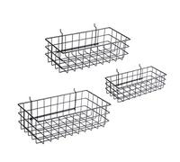 RightArrange Pegboard Baskets, Set of 3 Black - Hooks to Any Peg Board - Square Style Baskets Hold More - Organize Tools, Workbench, Accessories, Garage Storage - Wall Organizer Attachments