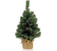 rightclick 2ft Artificial Christmas Tree 78 Tips 25 Warm LED Lights Pre-lit Green Decorative Christmas Tree with Hessian Base for Home and Office Decorations