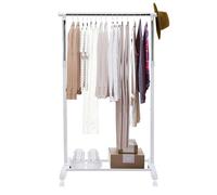 rightclick Adjustable Clothes Rail Free Standing Garment Hanging Rail Lightweight Telescopic Design Tubular Steel and Plastic Garment Rail with Four Wheels Easy Assembly