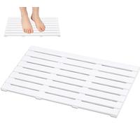 rightclick Bamboo Bath Mat Rectangular Bathroom Duckboard Sturdy Wooden Bath Mat Slatted Design Anti Slip Bath Mat for Bathroom, Tub and Shower_50 x 33 x 3.2cm (White)