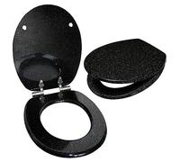 rightclick Bathroom Black Glitter Toilet Seat Heavy Duty Toilet Seat Easy to Install & Remove Decorative Non Slip Toilet Seat for Modern Bathroom Décor