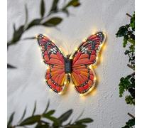 rightclick Butterfly Solar Wall Art with Warm White LED Lights | Metal Wall Art | Solar Lights Outdoor Garden Ornaments | Butterfly Design Solar Powered Outdoor Wall Light for Garden. (Orange)