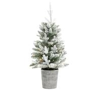 rightclick Frosted Potted Tree 3ft - 60 Warm White Lights, Timer, 82 Tips, Static Lights, Indoor/Outdoor Christmas Décor, Compact 90cm Artificial Tree in Pot