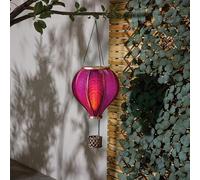 rightclick Solar Light Hanging Extra Large Hot Air Balloon Hanging Hot Air Balloon Solar Lantern Stain Cool Fiesta Realistic Flame Solar Powered Lantern Hanging Lights for Garden/Outdoor (Magenta)