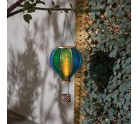 rightclick Solar Light Hanging Extra Large Hot Air Balloon Hanging Hot Air Balloon Solar Lantern Stain Cool Fiesta Realistic Flame Solar Powered Lantern Hanging Lights for Garden/Outdoor (Blue)