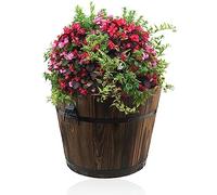 rightclick Wooden Half Barrel Planter, Garden Barrel Planter Lightweight Easy To Move Indoor/Outdoor Plant Pot, Multipurpose Large Planter For Patio Entrance Living Room_38 x 30cm