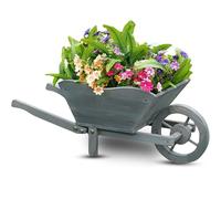 rightclick Wooden Wheelbarrow Planter, Large Rustic Garden Planter for Plants, Patio, Garden Ornaments Outdoor Plant Pots, Flower & Vegetable Planters Outdoor (W69 x H28 x D32cm)