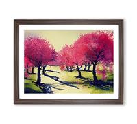 Righteous Cherry Blossom Trees H1022 Framed Print for Living Room Bedroom Home Office Décor, Wall Art Picture Ready to Hang, Walnut A4 Frame (34 x 25 cm)