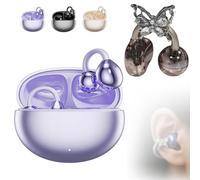 Rightfavour Earbuds, Rightfavour Headphones, Open Ear Clip Design with Noise Reduction, Bluetooth 5.4 for Sports & Daily Use(Purple+Butterfly)