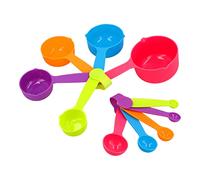 Rightox Measuring Cups and Spoons Food Graded Plastic Stackable Kitchen Utensil Set of 10 Multicolor