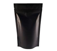 Rightpak Black Matt Stand Up Pouches 50 Pieces 11cm x 17cm, Heat Sealable For Food Storage Tear Notches Smell Proof