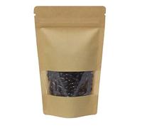 RIGHTPAK Bulk Heat Sealable Bags for Packaging - Food Grade Zip Stand Up Kraft Bags with Window - Resealable Kraft Paper Pouch Bags for Selling Products (25, SP4 (160mm x 230mm + 90mm - 250G))