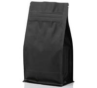 Rightpak Flat Bottom Stand Up Pouches 25 Pieces 15cm x 26cm, Black Matt Resealable Tear Notches for Food Storage Smell Proof