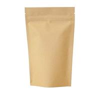 Rightpak Kraft Stand Up Pouch 100 Pieces 13cm x 21cm with One Way Degassing Valve, Coffee Beans Packaging Bags Tear Notches Resealable