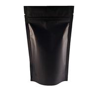 Rightpak Matt Black with Degassing Valve Stand Up Pouches with Resealable Zipper and Tear Notch for Food Packaging (25, 38cm x 55cm)