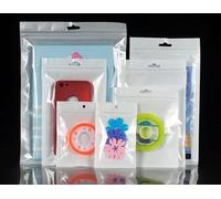 RIGHTPAK One Side Clear Pearl White 100 Pieces 10cm x 12cm Resealable Bags with Hang Hole Zip Lock Pouch for Accessories