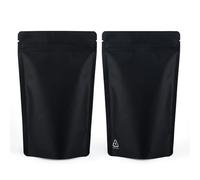 RIGHTPAK Recyclable Black Matt Pouches 25 Pcs 110x170mm Heat Sealable Stand Up Pouch Bags for Food Packaging with Zipper and Tear Notch
