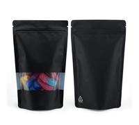 RIGHTPAK Recyclable Pouches 25 Pcs 210x310mm Black Matt with Window Stand Up Pouch Bags for Food Packaging with Zipper and Tear Notch