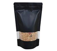 RIGHTPAK Stand Up Pouch 200 Pieces 23.5cm x 33.5cm Black Matt with Window, Heat Sealable Ziplock for Food Storage Smell Proof Bags Tear Notch