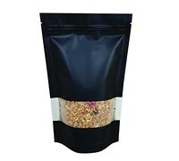 RIGHTPAK Stand Up Pouch 500 Pieces 8cm x 13cm Black Matt with Window, Heat Sealable Ziplock for Food Storage Smell Proof Bags Tear Notch
