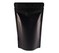 RIGHTPAK Stand Up Pouch Black Matt 200 Pieces 16cm x 23cm Resealable Ziplock with Tear Notch for Food Storage, Heat Sealable