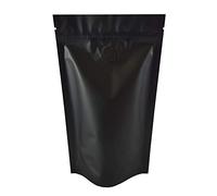RIGHTPAK Stand Up Pouch with One Way Degassing Valve 25 Pieces 16cm x 23cm,Black Matt Coffee Beans Packaging Bags