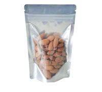 Rightpak Stand Up Pouches 25 Pieces 13cm x 21cm, Silver Shiny One Side Clear Heat Sealable Tear Notches Smell Proof for Food Storage with Ziplock