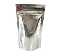 Rightpak Stand Up Pouches 50 Pieces 23.5cm x 33.5cm, Silver Shiny Heat Sealable Tear Notches Smell Proof for Food Storage with Ziplock