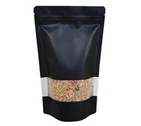 RIGHTPAK Window Black Matt 200 Pieces 11cm x 17cm Heat Selable Stand Up Pouches for Food Storage with Resealable Zipper Lock