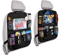 Rightwell Car Seat Organiser 2 Pcs Back Seat Protector for Kids, Car Organiser Back Seat for up to 10" iPad, Kids Back Seat Organiser with 5 Pockets to Storage Toys, Books, Drinks