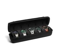 RIGICASE 5 watch travel case roll, Portable watch carry case roll storage organizer box for men and women with soft foam pillows snug fit all size watches up to 60mm face