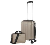 ITACA - Rigid Cabin Suitcase Travel Small Suitcase with Wheels - ABS Hand Luggage Case with Telescopic Handle - Lightweight Suitcase Combination Lock - Cabin Luggage in 55cm Size, Champagne