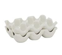 Rigid Ceramic 6-Egg Holders, 2-Pack of Half-Dozen Egg Trays For Fridge, Counter, Cabinet, 14.5 x 9.5 x 3 cm Each