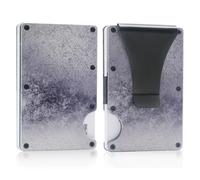 Rigid Metal Wallet for Men Minimalist Slim Wallet RFID Blocking Compact Credit Card Holder with Money Clip (Random Grain,L8.5xW5.4xH0.8cmL3.35 xW2.13 xH0.31)