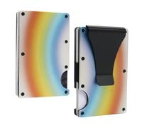 Rigid Metal Wallet for Men Minimalist Slim Wallet RFID Blocking Compact Credit Card Holder with Money Clip (Rainbow,L8.5xW5.4xH0.8cmL3.35 xW2.13 xH0.31)