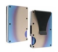 Rigid Metal Wallet for Men Minimalist Slim Wallet RFID Blocking Compact Credit Card Holder with Money Clip (Burnt Titanium,L8.5xW5.4xH0.8cmL3.35 xW2.13 xH0.31)