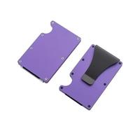 Rigid Metal Wallet for Men Minimalist Slim Wallet RFID Blocking Front Pocket Credit Card Cases with Money Clip (Purple,L8.5xW5.4xH0.8cmL3.35 xW2.13 xH0.31)