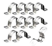 Rigid Pipe Clamp - Stainless Steel U Pipe Straps, Two Hole Pipe Clamp, Pipe Clamping Clamps, Durable Metal Fixing Tool, Industrial Support Kit | Safe Installation for Plumbing Projects