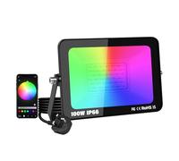 RIGIDON 1 Pack 100W LED Flood Light Outdoor with Plug, Smart RGB DIY Scenes Color Changing Landscape Lighting with APP Control, IP66 Waterproof Flood Lights for Garden Yards Stage House