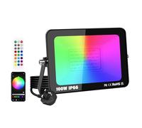 RIGIDON 1 Pack 100W Smart RGB LED Floodlight Outdoor with Plug, APP Control