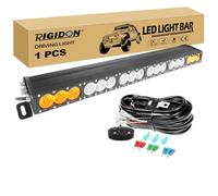 RIGIDON 1 Pcs 33 inch 180W Single Row Car Led Work Light Bar With 12V Wiring Harness Kit, White Amber Combo Lights for Off road Truck SUV UTE ATV 4x4 Boat, Driving Lamp, Fog Lamp
