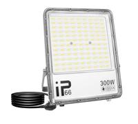 RIGIDON 1 Pcs Outdoor Flood LED Work Light, 300W 30000 LM Floodlight, Cold White Security Lights for Garage Garden Yard Lawn Workshop Court Patio, IP66 Waterproof 6000K, 1.5 M Wire with UK Plug