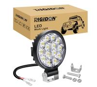 RIGIDON 1 Pcs Round Mini Ultr Thin Led Work Light, 3.2 inch 42W Spot Beam, 12V 24V Outdoor Driving Lights Lamp for Car Off road Boat Truck 4x4 SUV ATV Tractors Excavator, 6000K White, Fog Lamp