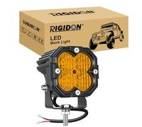RIGIDON 1 Pcs Square Mini Led Work Light, 3 inch 30W Floodlight, 3000 lumen 12V 24V Outdoor Driving Lamp for Car Off road Boat Truck 4x4 SUV ATV Tractors Excavator Motorcycle, Fog Lamp, 3500K Yellow