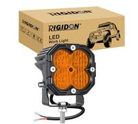 RIGIDON 1 Pcs Square Mini Led Work Light, 3 inch 30W Floodlight, 3000 lumen 12V 24V Outdoor Driving Lamp for Car Off road Boat Truck 4x4 SUV ATV Tractors Excavator Motorcycle, Fog Lamp, 3000K Amber