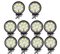 RIGIDON 10x round led work light 4inch 27W spot driving fog lamp 12V 24V | For Car Off road Truck SUV ATV UTE 4x4 vehicle Tractor Excavator Boat, Waterproof, 6000K white, Auxiliary light, spotlight