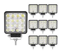 RIGIDON 10x square led work light 4inch 48W flood driving fog lamp 12V 24V | For Car Off road Truck SUV ATV UTE 4x4 vehicle Tractor Excavator Boat, Waterproof, 6000K white, Auxiliary light, floodlight