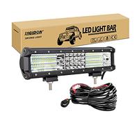 RIGIDON 12 inch 330W Car Led Light Bar with 12V Wiring Harness Cable Kit, 9D Tri Row for Car Off road Truck SUV UTE ATV 4x4 Tractors Excavator, Flood Beam, Waterproof Driving Work Lamp, 6000K White