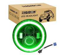 RIGIDON 1Pcs 7inch Round Led Headlight, Green Halo Turn Signal White DRL High/Low Beam, 4 Leds 50W Angle Eyes Compatible With Jeep Wrangler JK LJ CJ TJ Dirtbike Motorbike Motorcycle Harley Davidson