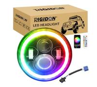 RIGIDON 1Pcs 7inch Round Led Headlight, RGB Halo Turn Signal White DRL High/Low Beam, APP control 50W Angle Eyes Compatible With Jeep Wrangler JK LJ CJ TJ Dirtbike Motorcycle Harley Davidson